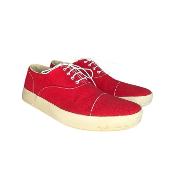 Mens Prada Italian Luxury Lace Up Sneakers Size 8 Red White - Picture 3 of 6